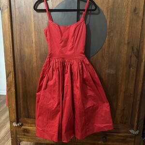 NWT PUG Pinup Couture Red Strap Dress 2 Side Pockets Size Small W/ bra Cup Wire